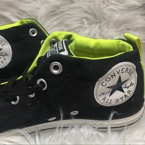 Black and neon green converse